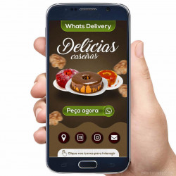 Cartão de Visita Digital Interativo Delivery Delicias Caseiras Bolos