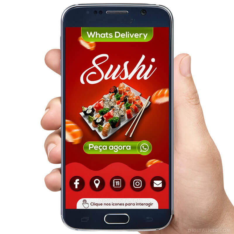 Cartão de Visita Digital Interativo Delivery Sushi